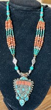 Coral turquoise tibetan for sale  LONDON