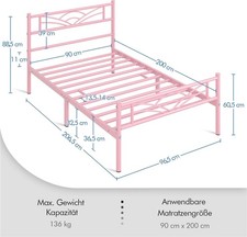 Metallbettgestell rosa 200 gebraucht kaufen  Zittau