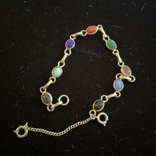 Mini pulseira de escaravelho vintage delicada pedra preciosa 8 corrente de segurança prata  comprar usado  Enviando para Brazil