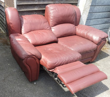 Red leather reclining for sale  FLEET