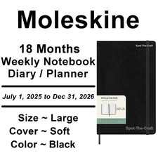 Planejador Moleskine 18 meses 2025 a 2026 diário semanal notebook grande macio comprar usado  Enviando para Brazil