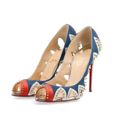Christian Louboutin Kolce Ćwieki Zamsz × Skórzane czółenka z otwartymi palcami Damskie Rozmiar 35 na sprzedaż  Wysyłka do Poland