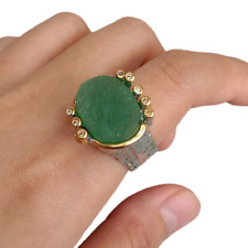 Anéis ajustáveis folheados a ouro anel de pedra real bruta fluorita verde natural Y·YING comprar usado  Enviando para Brazil