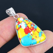 Pingente de jaspe folheado a prata 925 feito à mão de 1,7" em mosaico comprar usado  Enviando para Brazil