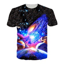 Camiseta masculina manga curta estampa 3D Galaxy Universe Space Planet feminina comprar usado  Enviando para Brazil