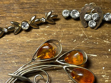 Brosche silber bernstein gebraucht kaufen  Bordesholm
