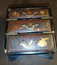 Usado, Antiga caixa de joias estilo tansu de laca japonesa pequena cômoda anos 1800 comprar usado  Enviando para Brazil