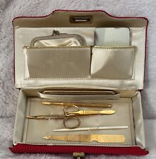 Conjunto de manicure vintage 1940 Barbara Bates folheado a ouro estojo vermelho comprar usado  Enviando para Brazil