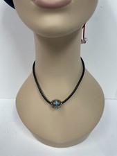 Colar de cordão com controle deslizante prata turquesa 16” de comprimento marcado AW comprar usado  Enviando para Brazil
