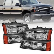 Faróis pretos Chevy Silverado 2003 2004 2005 2006 + lâmpadas de sinalização para-choque, usado comprar usado  Enviando para Brazil