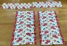 Tecido de toalha de viscose vintage - Estampa floral vermelha feita em painéis de cortina comprar usado  Enviando para Brazil