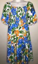 Vestido colorido manga folhada GRANDE corpete batido comprimento médio azul laranja creme, usado comprar usado  Enviando para Brazil