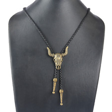 Usado, Bronze Bull Head Bolo Tie Vintage Western Cowboy Rodeio PU Bolo Moda Longhorn comprar usado  Enviando para Brazil