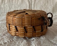 Cesta de bolota/especiarias nativas americanas feita à mão redonda de 3 polegadas comprar usado  Enviando para Brazil