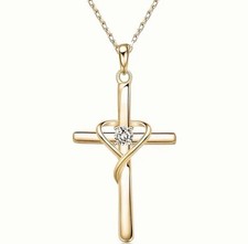 Gold cross heart for sale  LONDON