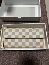 Carteira longa Louis Vuitton Damier Azur Portefeuille Sarah autêntica N61735 branca comprar usado  Enviando para Brazil