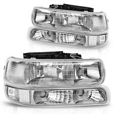 Usado, Faróis cromados + lâmpadas de para-choque para 99-02 Chevy Silverado 00-06 Suburban Tahoe comprar usado  Enviando para Brazil