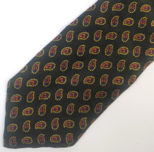 Gravata masculina Hugo Boss, verde escuro com padrão geométrico paisley vermelho, seda 100%, usado comprar usado  Enviando para Brazil