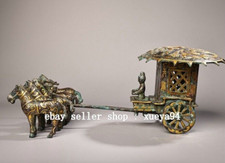 Conjunto de estátua Old Dynasty bronze Ware inscrição dourada cavalo puxar carro besta dragão comprar usado  Enviando para Brazil