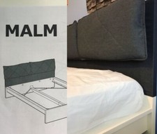 Ikea MALM Pokrowiec na zagłówek z 2 poduszkami, Idekulla ciemnoszary, Standard King na sprzedaż  Wysyłka do Poland