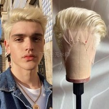 Peruca de renda completa corte curto corte menino corte 60# peruca de cabelo humano loiro platina perucas masculinas, usado comprar usado  Enviando para Brazil