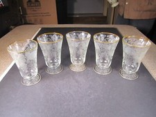 5 copos decorativos de chá gelado/parfait da era do vidro Depression, usado comprar usado  Enviando para Brazil