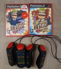 Używany, Buzz Bundle 2 gry i kontrolery Buzz Sony Playstation PS2 Gra PAL Działająca na sprzedaż  Wysyłka do Poland