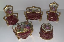 Usado, Conjunto de 5 cadeiras caixa bugigangas porcelana Limoges França sofá vaidade século XVIII comprar usado  Enviando para Brazil