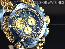 Usado, Raro INVICTA 55mm Reserva Gladiador Relógio Suíço Chrono Quartzo Ouro Azul SS comprar usado  Enviando para Brazil