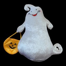 Usado, Ornamento de rosto sorridente abóbora laranja fantasma branco Halloween 6,5" de altura  comprar usado  Enviando para Brazil