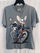 Camiseta Vintage Pinky & The Brain Motociclista Animaniacs 1995 Média, usado comprar usado  Enviando para Brazil