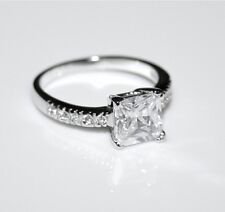 ANEL SOLITÁRIO PRATA ESTERLINA 7MM 1,6CT CORTE PRINCESA ZIRCÔNIA CÚBICA CZ  comprar usado  Enviando para Brazil