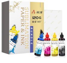 Usado, Kit inicial de sublimação A-SUB pacote com papel e tinta de sublimação - 120g 8,5x11 comprar usado  Enviando para Brazil
