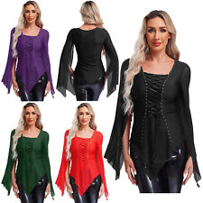 Camisas góticas sexy femininas medieval renascentista blusa dividida com cadarço espartilho tops comprar usado  Enviando para Brazil