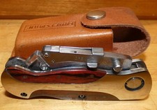 Cortador de caixa e bainha de couro vintage artesão cabo de madeira dobrável Lockback comprar usado  Enviando para Brazil