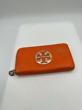 Carteira Tory Burch couro laranja tom dourado logotipo com zíper ao redor, usado comprar usado  Enviando para Brazil