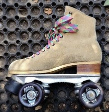 ORG. USA Riedell Sz EU40 80s Wildleder Rollschuhe Sure Grip Gestell Hyper Wheels comprar usado  Enviando para Brazil