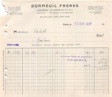 Facture 1937 dormeuil d'occasion  France