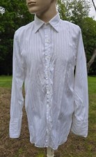 CAMISA SOCIAL MASCULINA ANTIGA DE ALGODÃO LISTRADA BRANCA comprar usado  Enviando para Brazil