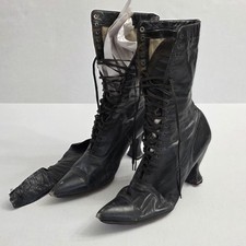 Botas antigas eduardianas vitorianas com cadarço de couro preto biqueira pontiaguda salto Louis comprar usado Botas antigas eduardianas vitorianas com cadarço de couro preto biqueira pontiaguda salto Louis comprar usado  Enviando para Brazil