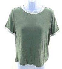 Blusa Hippie Chic Junior Tamanho Médio Verde com Acabamento Branco Manga Curta, usado comprar usado  Enviando para Brazil