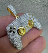 Pingente berloque controlador de moissanita real corte redondo 3 quilates folheado a ouro 14K dois tons comprar usado  Enviando para Brazil