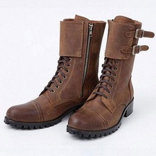 Botas masculinas de exército de panturrilha média retrô punk fivela de couro sintético botas de combate militares comprar usado  Enviando para Brazil