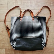 Usado, Mochila Steve Mono listrada de lona e couro, usada, estado elegante comprar usado  Enviando para Brazil