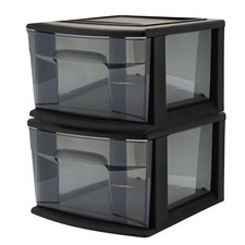 Carrinho de armazenamento Homz plástico 1 gaveta médio, moldura preta, pacote com 2 (caixa aberta), usado comprar usado  Enviando para Brazil
