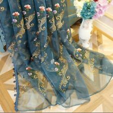 Rede De Luxo Bordado Floral Tecido Cortina De Renda Tule Transparente painel drapeado Divisor comprar usado  Enviando para Brazil
