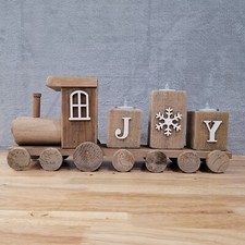 Vela de madeira artesanal votiva Natal alegria trem férias Cottagecore comprar usado  Enviando para Brazil