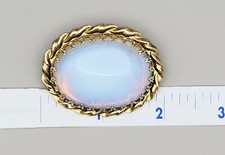 Broche Opalaine Cabochon Tom Dourado Opala Falsa, 2" Grande Moldura Vintage Estate comprar usado  Enviando para Brazil