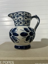Jarro pintado à mão feito no Brasil azul e branco 6"" comprar usado Jarro pintado à mão feito no Brasil azul e branco 6"" comprar usado  Enviando para Brazil