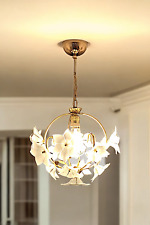Candelabro antigo branco floral vidro de Murano e latão – Teto vintage feito à mão comprar usado  Enviando para Brazil
